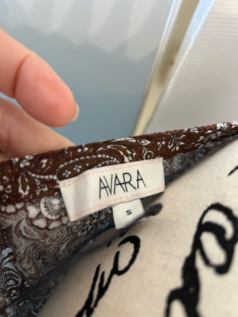 Avara Zoey Brown Floral Puff-Sleeve Midi Dress Bubble Hem Nwt Small — image 2 of 8